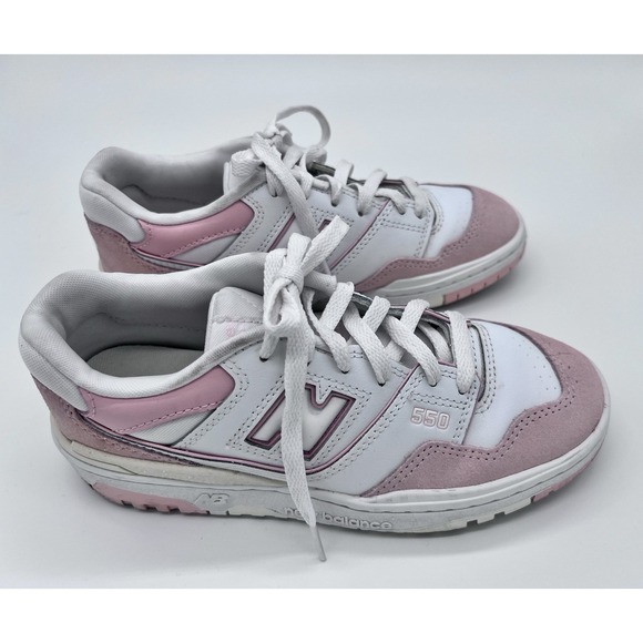 New Balance Shoes - New Balance Shoes Womens Sz 5 550 Pink Suede White Leather GSB550CD